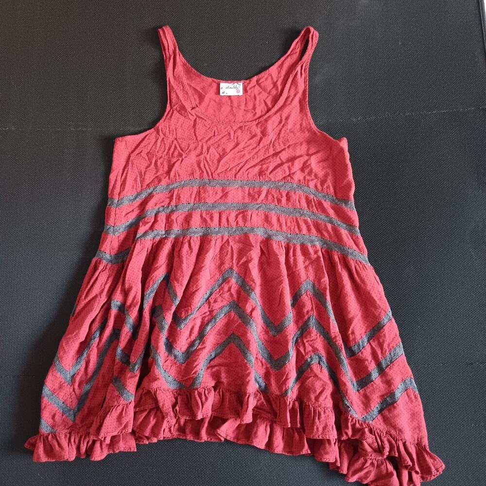 Intimately‎ Free People Lace Layered Crimson Sheer Tank XS Boho Fairy Festival